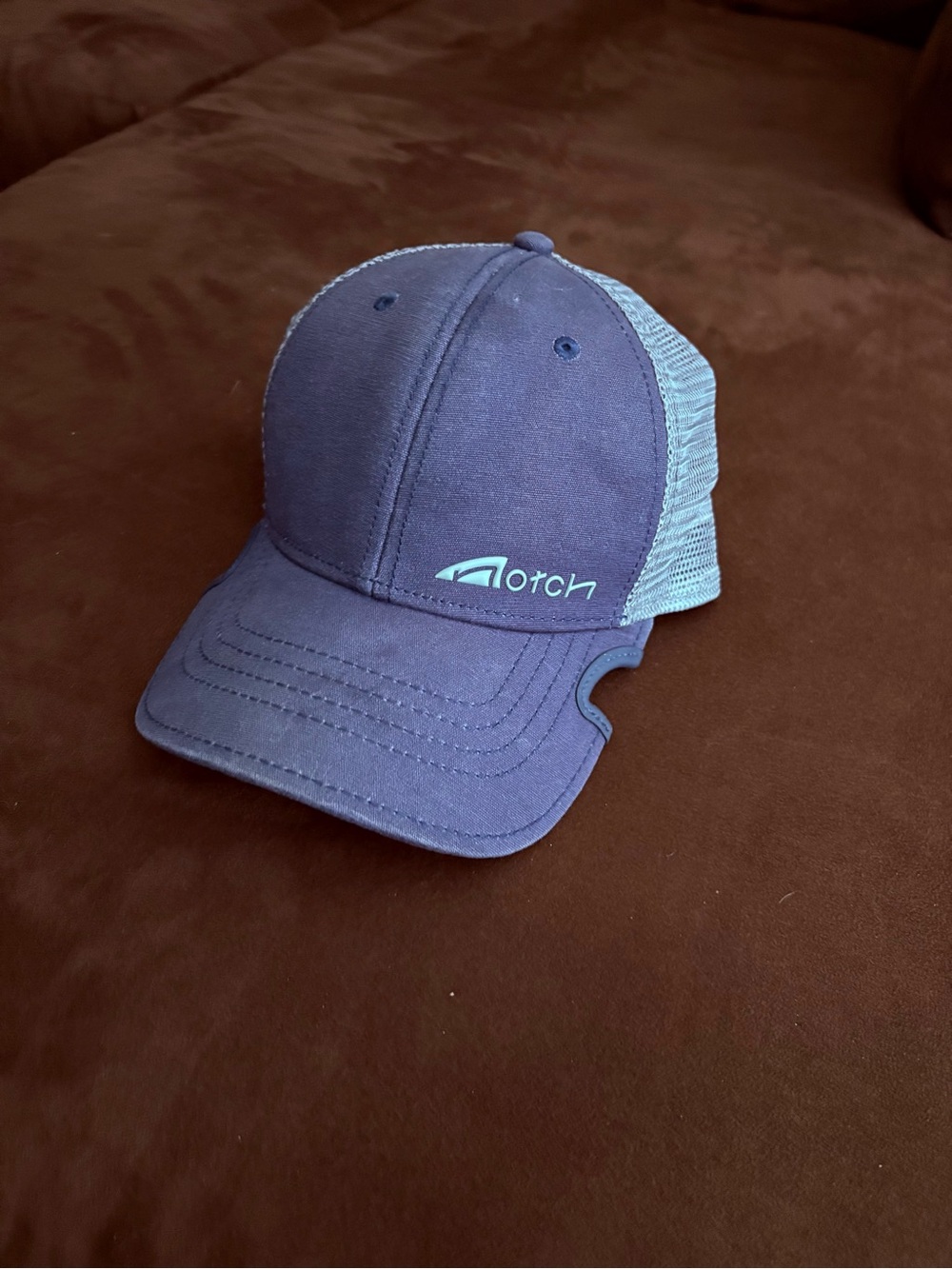 Notch Trucker Hat in Navy and Light Blue